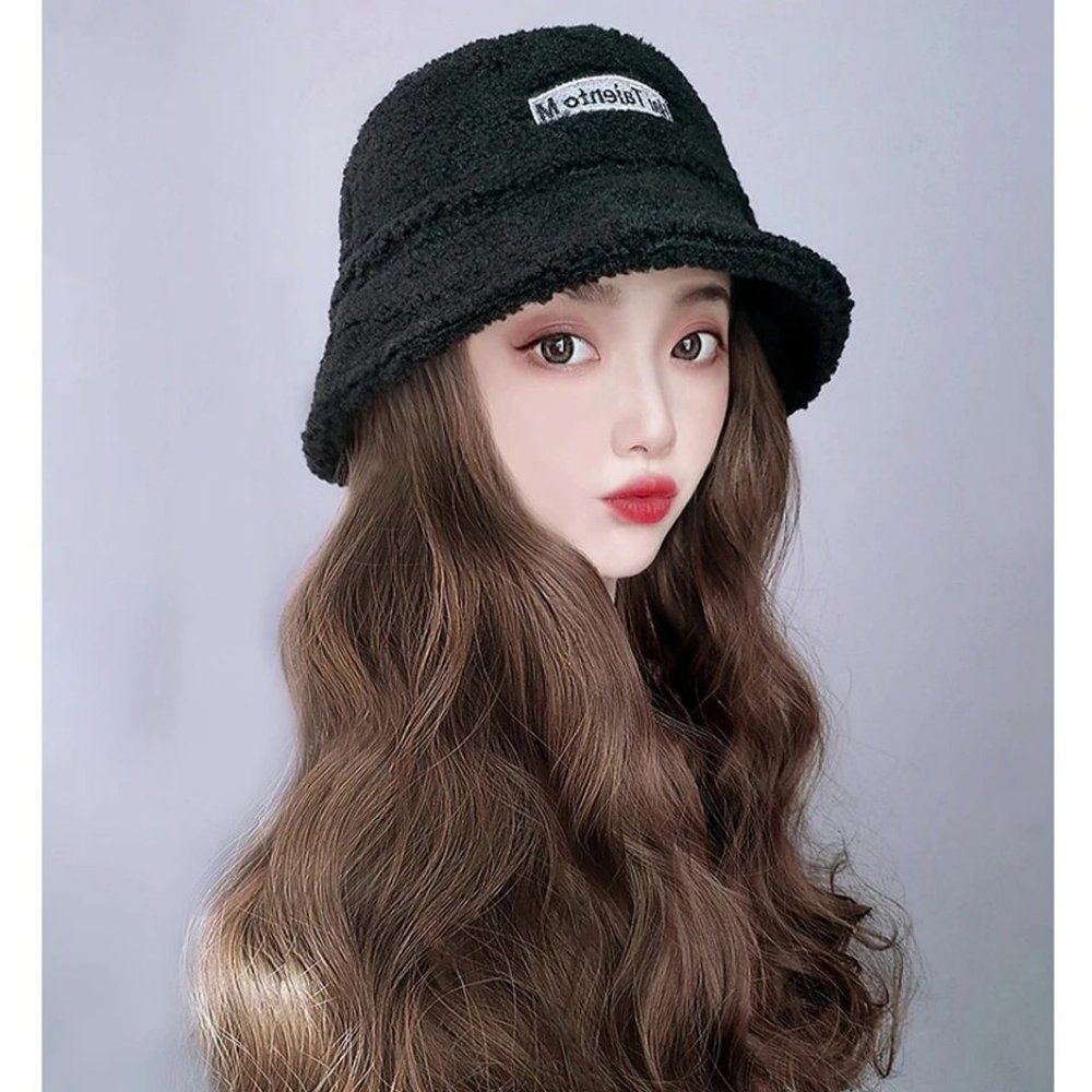 Brown Wave Synthetic Wigs Natural Black Hat Wig